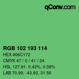 Color code: RGB 102 193 114 | qconv.com