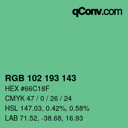 Color code: RGB 102 193 143 | qconv.com