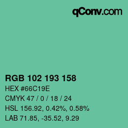 Color code: RGB 102 193 158 | qconv.com