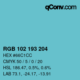 Color code: RGB 102 193 204 | qconv.com