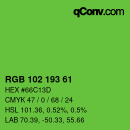 Color code: RGB 102 193 61 | qconv.com