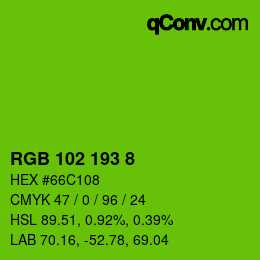 Color code: RGB 102 193 8 | qconv.com