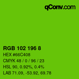 颜色代码: RGB 102 196 8 | qconv.com