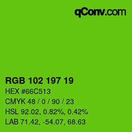 Color code: RGB 102 197 19 | qconv.com