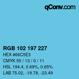 Color code: RGB 102 197 227 | qconv.com