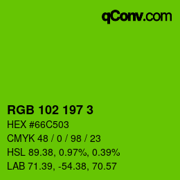Color code: RGB 102 197 3 | qconv.com