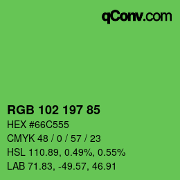 Color code: RGB 102 197 85 | qconv.com