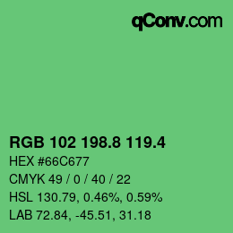 カラーコード: RGB 102 198.8 119.4 | qconv.com