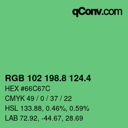 カラーコード: RGB 102 198.8 124.4 | qconv.com