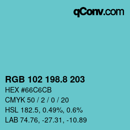 Color code: RGB 102 198.8 203 | qconv.com
