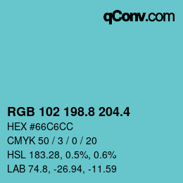 カラーコード: RGB 102 198.8 204.4 | qconv.com