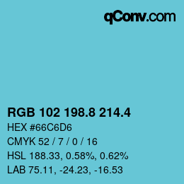 カラーコード: RGB 102 198.8 214.4 | qconv.com