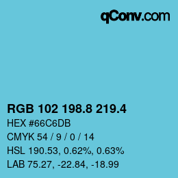 カラーコード: RGB 102 198.8 219.4 | qconv.com