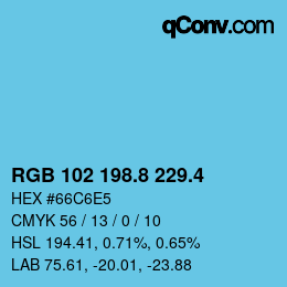 カラーコード: RGB 102 198.8 229.4 | qconv.com