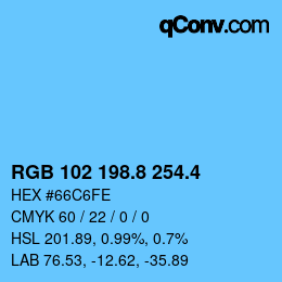 カラーコード: RGB 102 198.8 254.4 | qconv.com