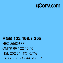 カラーコード: RGB 102 198.8 255 | qconv.com
