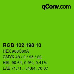 Color code: RGB 102 198 10 | qconv.com