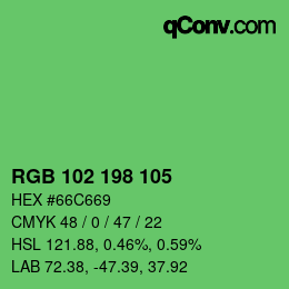 Color code: RGB 102 198 105 | qconv.com