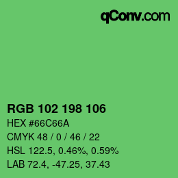Color code: RGB 102 198 106 | qconv.com