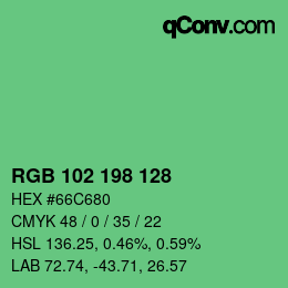 Color code: RGB 102 198 128 | qconv.com
