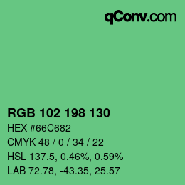 Color code: RGB 102 198 130 | qconv.com