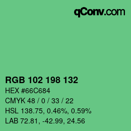 Color code: RGB 102 198 132 | qconv.com