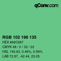 Color code: RGB 102 198 135 | qconv.com