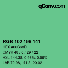 Color code: RGB 102 198 141 | qconv.com