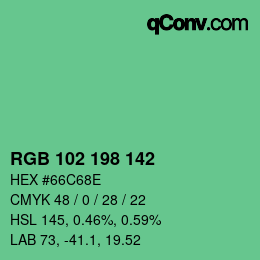 Color code: RGB 102 198 142 | qconv.com