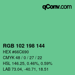 Color code: RGB 102 198 144 | qconv.com