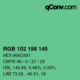 Color code: RGB 102 198 145 | qconv.com