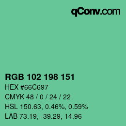 Color code: RGB 102 198 151 | qconv.com