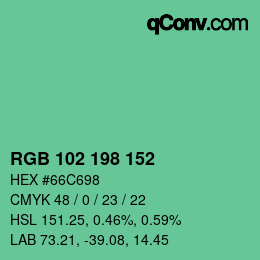 Color code: RGB 102 198 152 | qconv.com