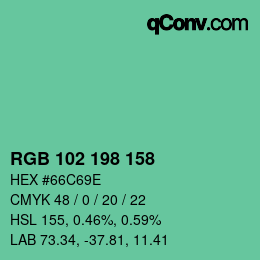 Color code: RGB 102 198 158 | qconv.com