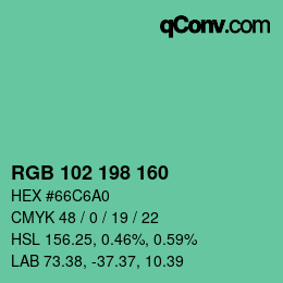 Farbcode: RGB 102 198 160 | qconv.com
