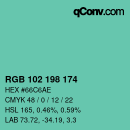Color code: RGB 102 198 174 | qconv.com