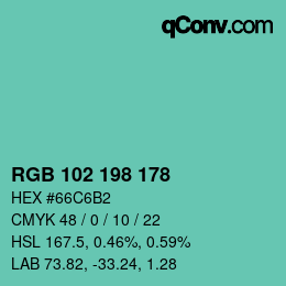 Color code: RGB 102 198 178 | qconv.com