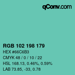 Color code: RGB 102 198 179 | qconv.com