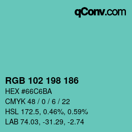 Color code: RGB 102 198 186 | qconv.com