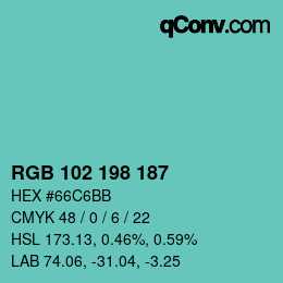 Color code: RGB 102 198 187 | qconv.com