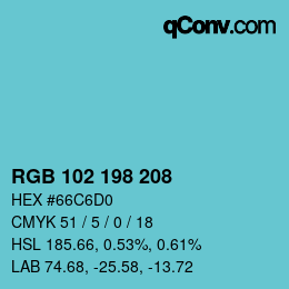 Color code: RGB 102 198 208 | qconv.com