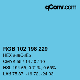 Color code: RGB 102 198 229 | qconv.com