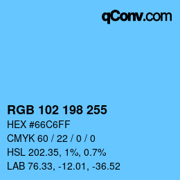 Color code: RGB 102 198 255 | qconv.com