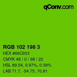 Color code: RGB 102 198 3 | qconv.com