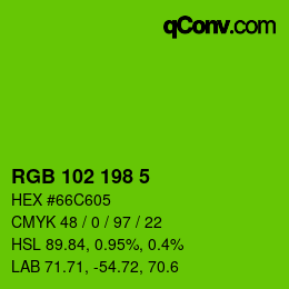 Color code: RGB 102 198 5 | qconv.com