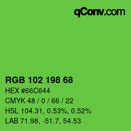 Color code: RGB 102 198 68 | qconv.com