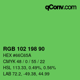Color code: RGB 102 198 90 | qconv.com