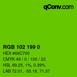 Color code: RGB 102 199 0 | qconv.com