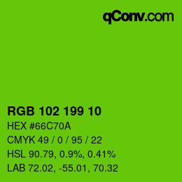 Color code: RGB 102 199 10 | qconv.com