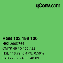 Color code: RGB 102 199 100 | qconv.com